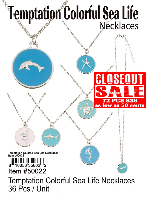 Temptation Colorful Sea Life Necklaces - Closeout 72 Pcs.